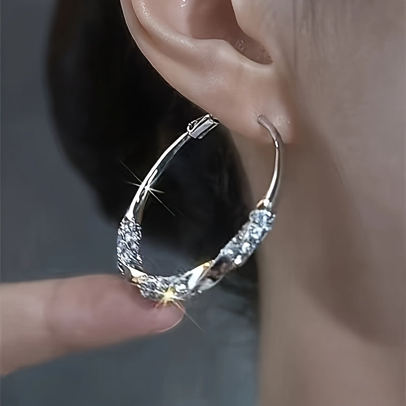 925 Sterling Silver Oversized Hoop Earrings for Women – Minimalist Large Round Hoops, Vintage Elegant Daily & Party Fashion Jewelry Gift for Her