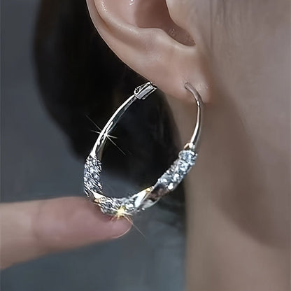 925 Sterling Silver Oversized Hoop Earrings for Women – Minimalist Large Round Hoops, Vintage Elegant Daily & Party Fashion Jewelry Gift for Her