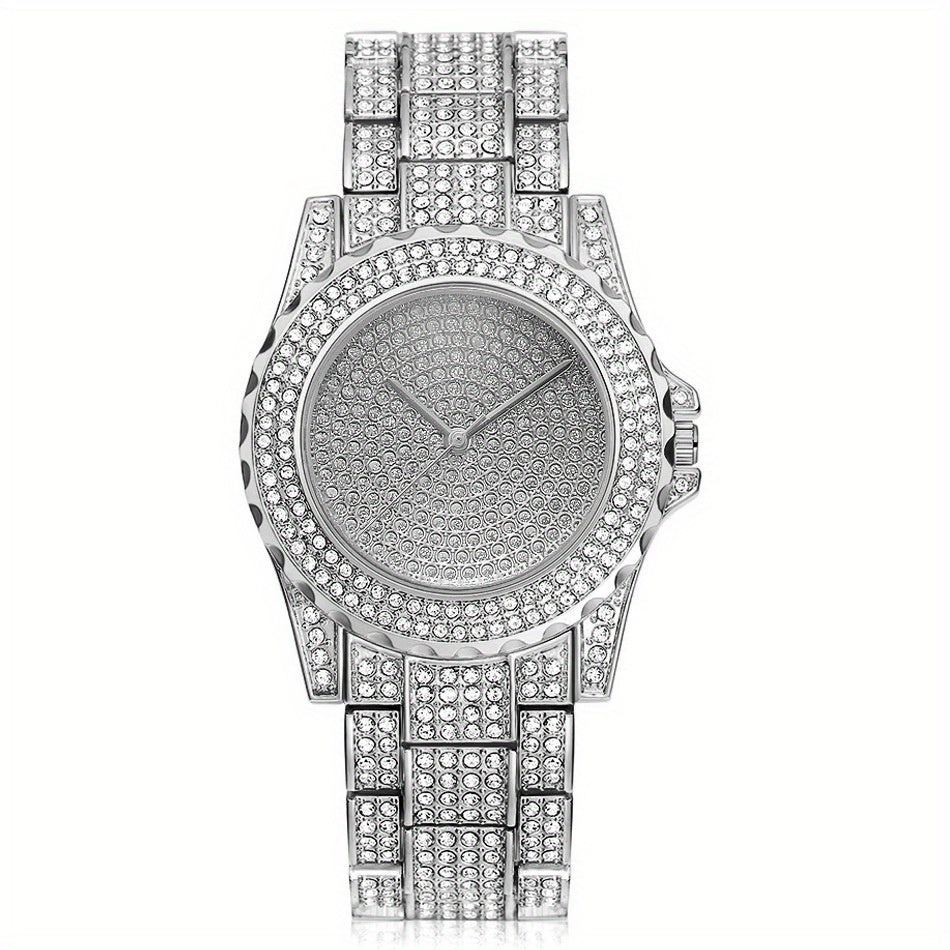 Luxury Rhinestone Quartz Watch for Women – Stainless Steel Strap Sparkle Dial, Elegant Glamorous Wristwatch for Ladies, Perfect Gift for Her on Birthday, Anniversary & Valentine's Day