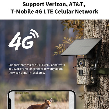 4G Trail Camera No WiFi Required 2K 1440P Solar Powered – Built-in SIM Card, 75ft Night Vision, 0.2s Trigger, 7800mAh Battery, Wireless Outdoor Hunting & Security Camera for Remote Areas