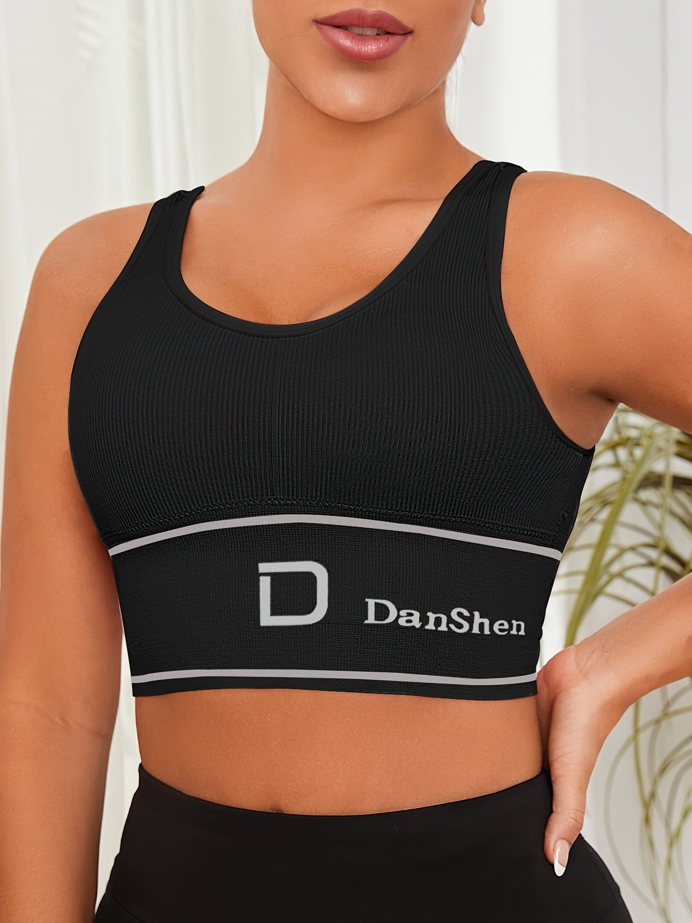 5pcs Wireless Sports Bra Set – Full Coverage High Elasticity Nylon Bra for Yoga Running Gym, Breathable Machine Washable, Mixed Colors, DANSHEER Print, Women's Activewear Bra Pack