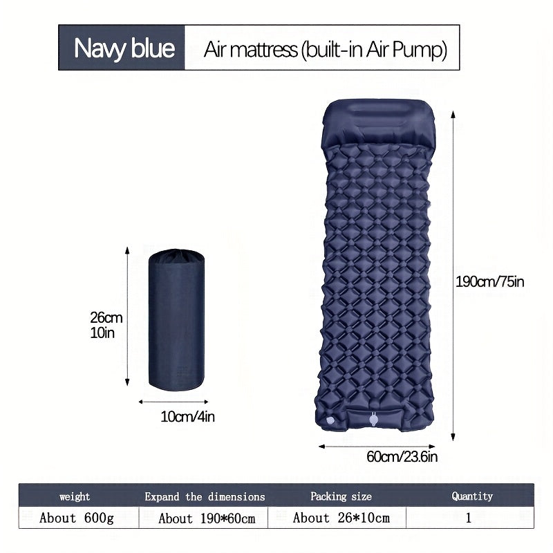 Self-Inflating Sleeping Pad Ultralight Nylon TPU Camping Mat, Built-In Pump Single & Double Person Options, Compact Portable Sleeping Mat for Camping Hiking Backpacking Travel Picnic, Orange & Blue