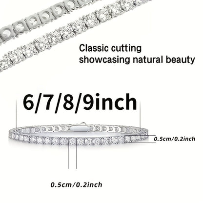 925 Sterling Silver Tennis Bracelet with Lab-Grown Cubic Zirconia – Round Cut, Unisex for Women & Men, 5 Sizes 6.5 to 8.5 Inch – Elegant Jewelry Gift