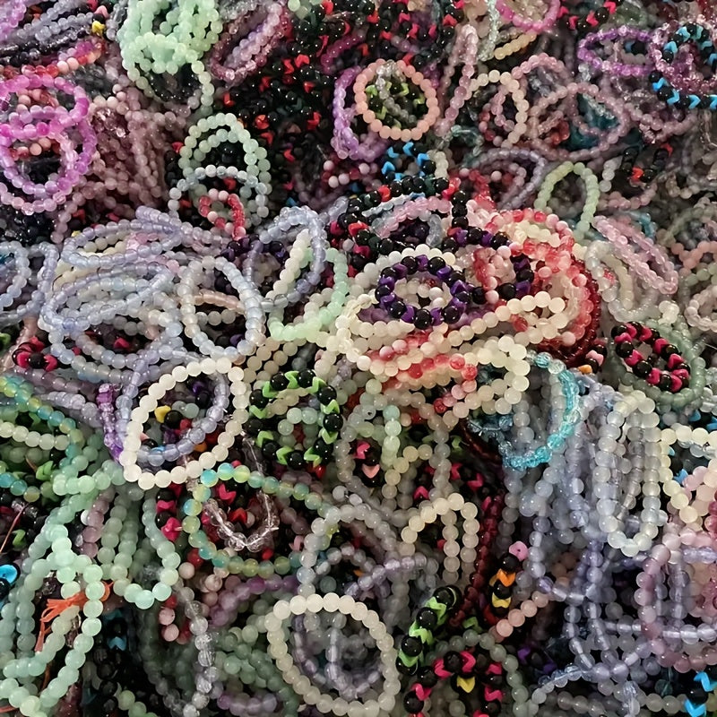 30-Piece Bohemian Handmade Glass Cracked Bead Bracelet Set for Women – Colorful Stackable Boho Bracelets for Vacation, Parties & Daily Wear, Random Gift for Family & Friends