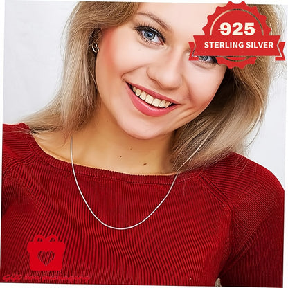 925 Sterling Silver 1mm Snake Chain Necklace Unisex – Handmade Round Snake Chain Lengths 16–24 Inch, Gift Box Included, Perfect for Daily Wear, Mother’s Day & Gifts for Him or Her