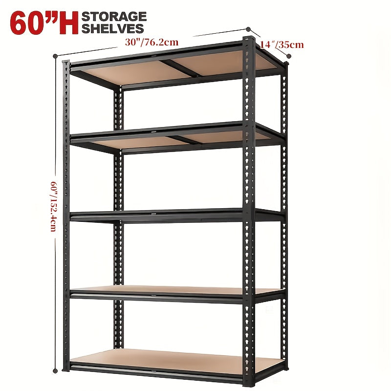 Heavy Duty 5-Tier Metal Shelving Unit 2000LBS Garage Storage Rack | 72"H & 60"H Adjustable Steel Shelf for Garage, Basement, Pantry, Closet, Utility Room – Black