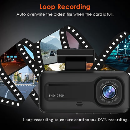 3 Channel Dash Cam Front Rear & Inside 1080P+1080P+1440P – Free 64GB SD Card, Super Night Vision, Loop Recording, G-Sensor, Motion Detection & 24-Hour Parking Mode