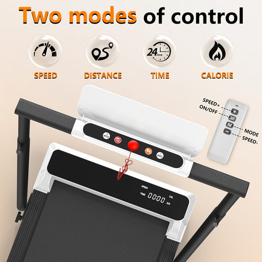 Incline Foldable Treadmill Walking Pad with Handles – 300 LB Capacity Portable Under Desk Treadmill for Home & Office, Compact Quiet Walking Pad with Incline for Weight Loss & Cardio Fitness