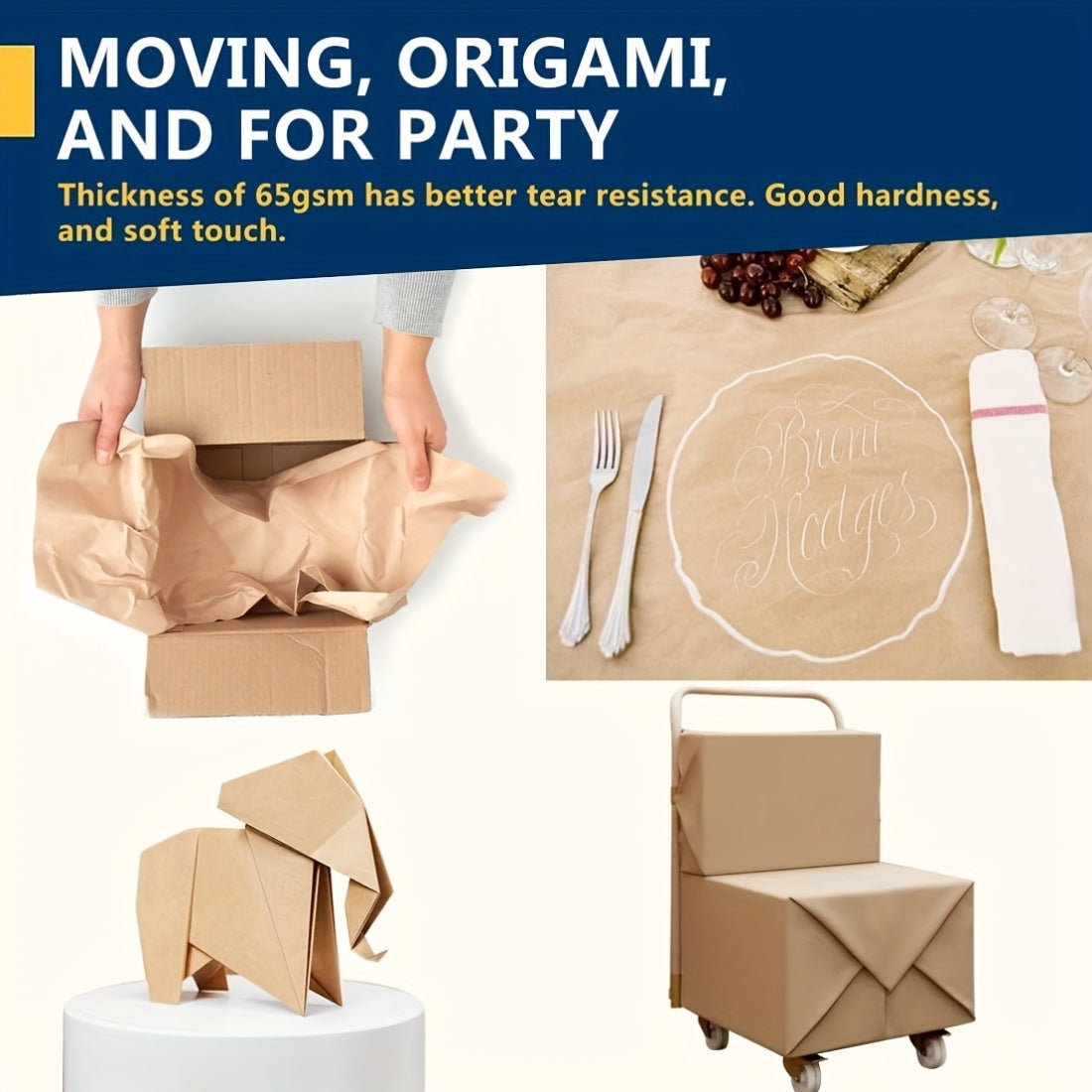 Kraft Paper Roll 80 GSM Heavy Duty for Gift Wrapping, Packing, Moving, Shipping, Wall Art, Crafts, Bulletin Board, Floor Cover & Table Runner — Multiple Sizes & Colors