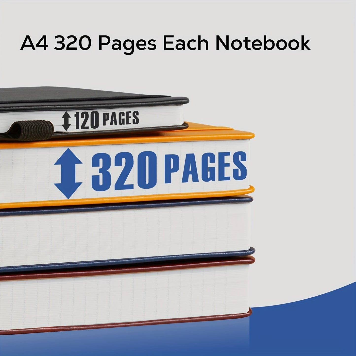 A4 Hardcover Notebook 320 Pages – Large College Ruled Leather Journal for Women Men, 100GSM Thick Paper 8.5x11 Lined Notebook for Work School Study Writing Business, 6 Colors