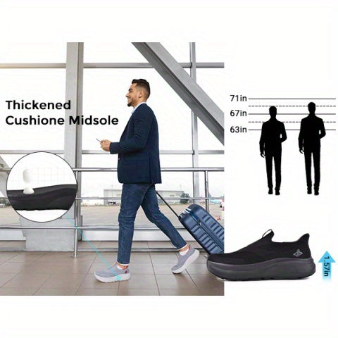 Men's Hands-Free Slip-On Orthopedic Sneakers – Wide Toe Box, Arch Support, Metatarsal Pad, Cushioned Zero Drop Sole, Mesh Upper, Walking Shoes for Comfort & Pain Relief