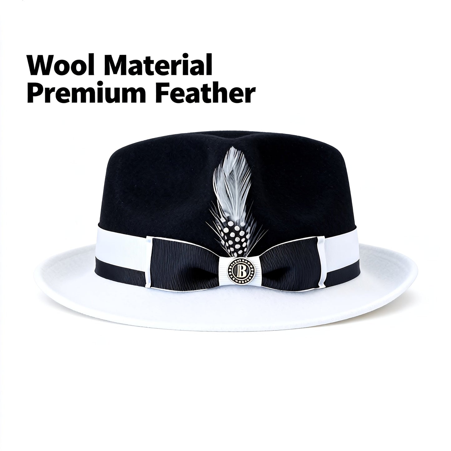 Men's Vintage British Gentleman Top Hat – Cashmere Wool Blend Adjustable 57-60cm, Classic Fall Winter Dress Hat in Black White Red Yellow, Stylish Gift for Men Birthdays Holidays
