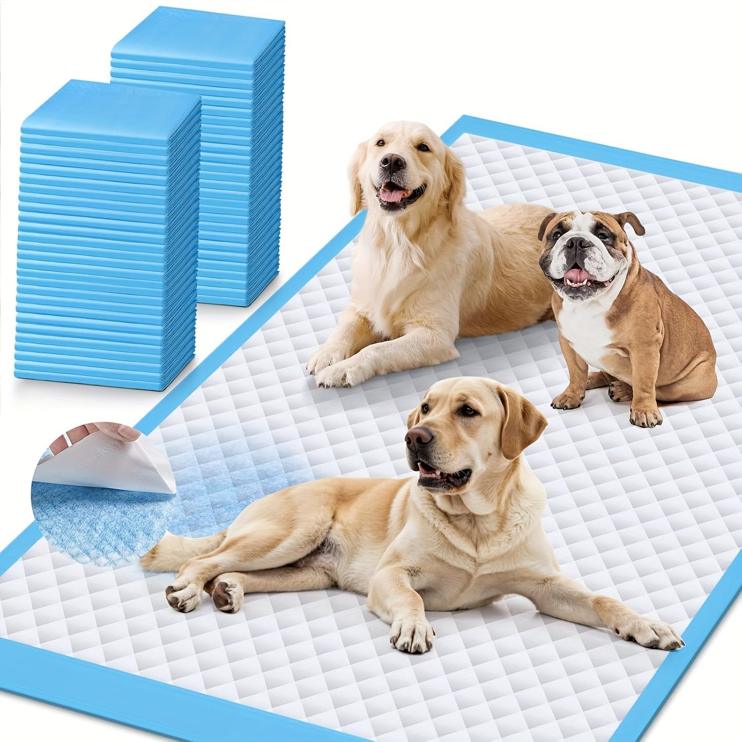 XXXL Dog Pee Pads Extra Large 8-Layer Super Absorbent Leak-Proof – Disposable Puppy Potty Pads for Cars Cages Sofas, Multiple Sizes 31x47 32x36 57x31 Inches