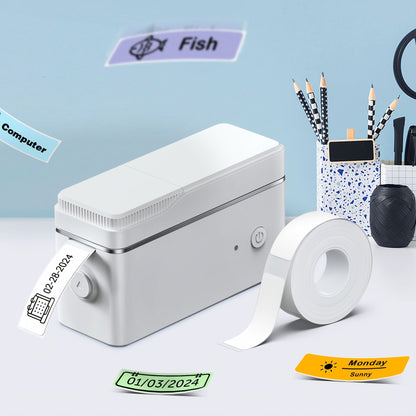 P31S Mini Label Maker Machine with Tape – Bluetooth Thermal Printer Inkless, App Templates, Barcode QR Code, Home Office School Organization (White/Pink/Green)