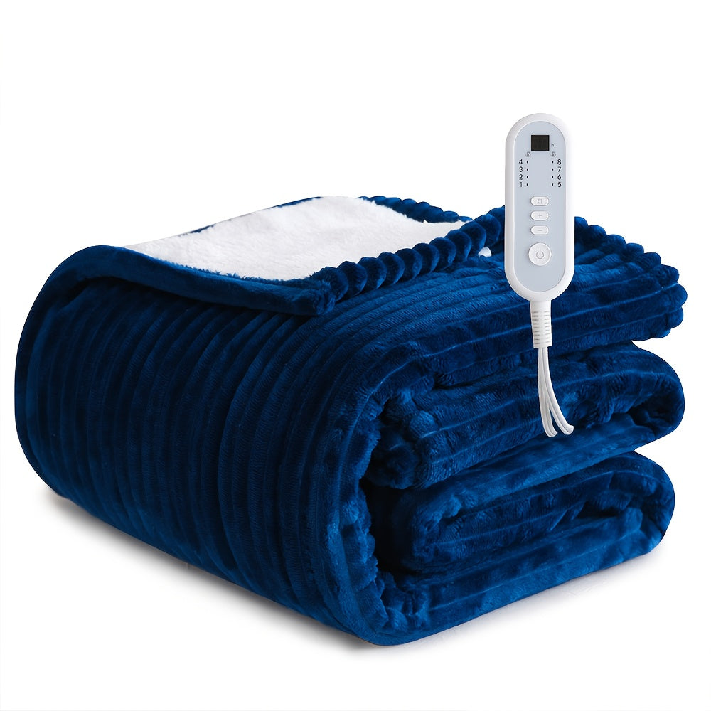 Electric Heated Blanket Flannel Extra Large with 8 Temperature Levels 10-Hour Auto-Off PTC+NTC Overheat Protection Machine Washable – Throw Twin Full Queen King Sizes