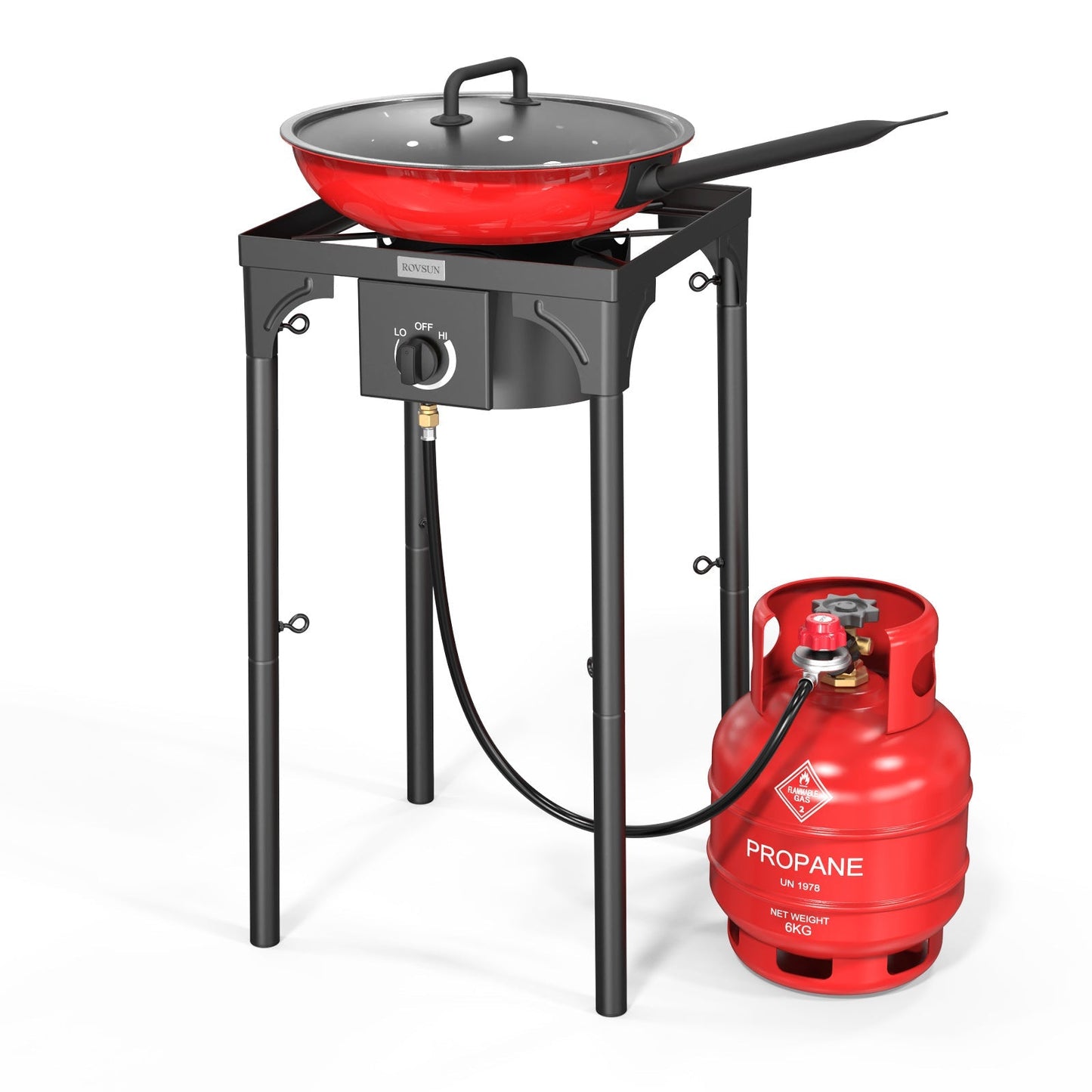 High Pressure Propane Burner Stove 100,000-225,000 BTU - Heavy Duty Cast Iron Outdoor Camp Cooker with Detachable Legs, CSA Listed Regulator, 1 or 3 Burner for Camping, Tailgating & Brewing
