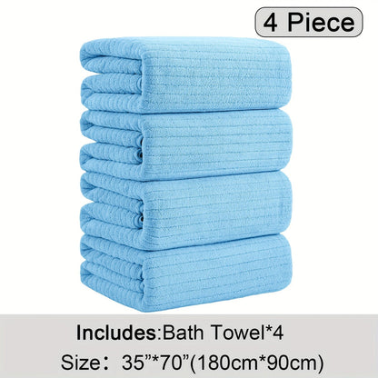 4-Pack Oversized Bath Towels Set 35"x70" – Extra Large XL Microfiber Bath Sheet, Super Soft Quick-Dry Absorbent Shower Towels for Family Hotel Spa, 13 Colors Beige White Grey Navy Blue Green Black