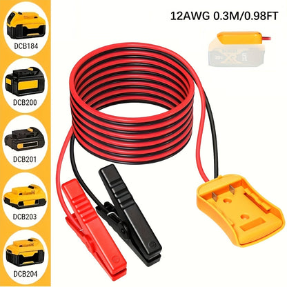 Car Jump Starter Cable with Adapter for DeWalt 18V/20V DCB Battery – Portable Car Battery Booster Cables, 0.98ft & 6.56ft, ABS Material, No Battery Required