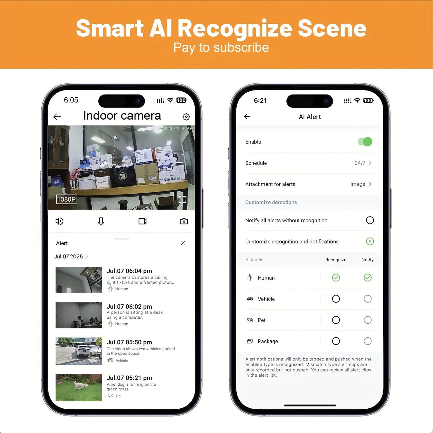 2 Pack WiFi Indoor Security Camera 3MP HD AI Humanoid Detection Full Color Night Vision Two-Way Audio Smart Motion Detection Alexa Compatible App Control Home Surveillance Camera