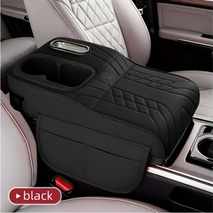 Car Center Console Armrest Pad Height Extender with Tissue Box and Cup Holder Storage Organizer Black Beige Orange Red Brown for Most Cars SUVs