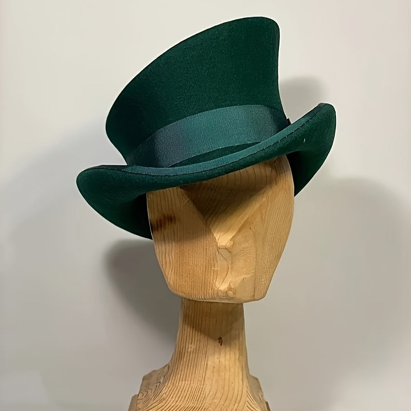 100% Wool Felt Fedora Hat with Ribbon for Women & Men – Adjustable Asymmetrical Top Hat for Church Parties Weddings, Elegant Fashion Headwear in 10 Colors, Perfect Christmas Gift