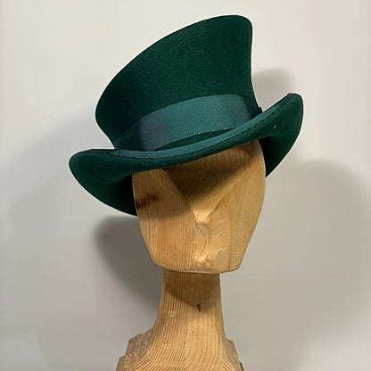 100% Wool Felt Fedora Hat with Ribbon for Women & Men – Adjustable Asymmetrical Top Hat for Church Parties Weddings, Elegant Fashion Headwear in 10 Colors, Perfect Christmas Gift