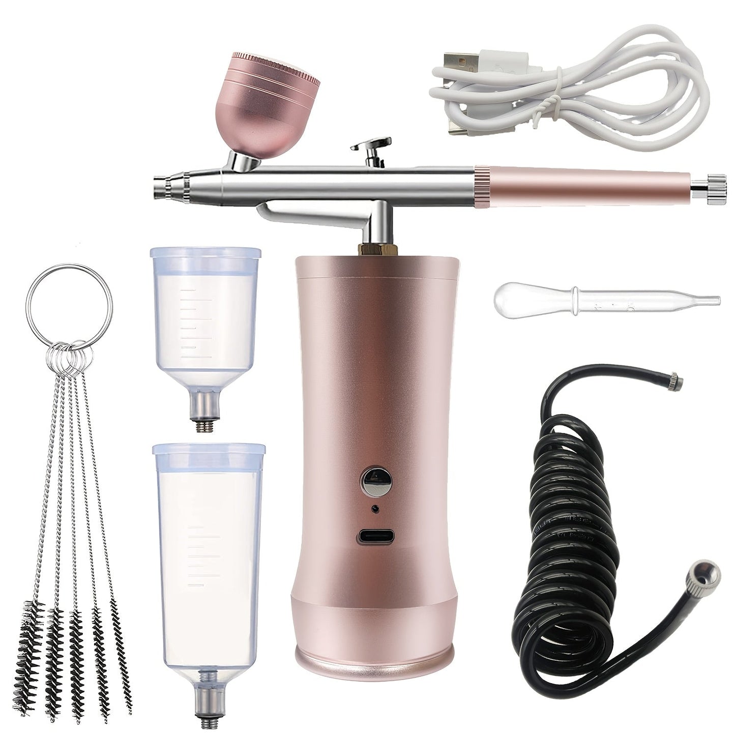 Cordless Airbrush Kit with Compressor Rechargeable 0.3mm Nozzle 3-Speed Pressure – Portable Airbrush Set for Makeup, Nail Art, Cake Decorating, Model Painting & Body Art