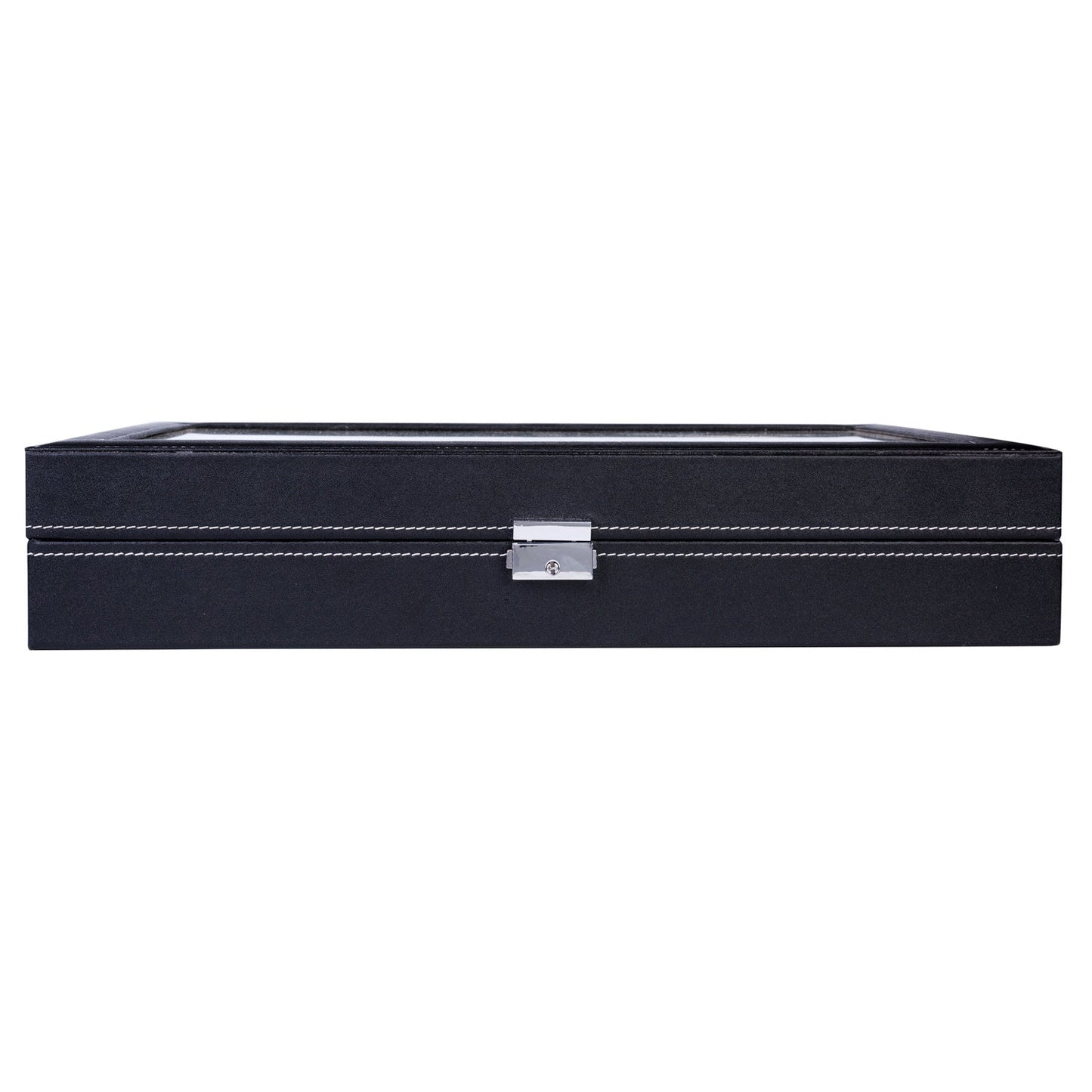 24-Slot Leather Watch Box Organizer – Large Capacity Watch Display Case with Top-Opening Lid, Lockable Storage for Men & Women, Elegant Black PU Leather Watch Collector Gift