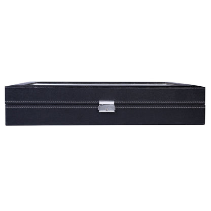 24-Slot Leather Watch Box Organizer – Large Capacity Watch Display Case with Top-Opening Lid, Lockable Storage for Men & Women, Elegant Black PU Leather Watch Collector Gift