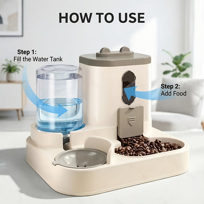 2-in-1 Gravity Pet Feeder for Cats & Dogs – Non-Electric Automatic Food & Water Dispenser, Space-Saving, Easy to Clean, Ideal for Multi-Pet Homes