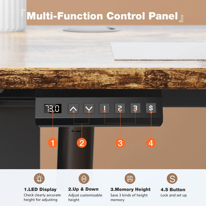 63 Inch Electric Standing Desk – Height Adjustable Sit-Stand PC Workstation with Wood Desktop, Home Office, Bedroom & Gaming Room Computer Work Table for Small Spaces