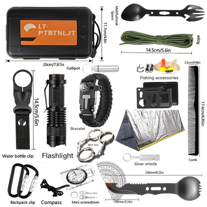 Survival Kit for Men 12 to 115 Piece Emergency Gear Set Flint Fire Starter Multi-Tool – Camping Hiking Hunting Fishing Outdoor Gift for Dad Husband Boyfriend