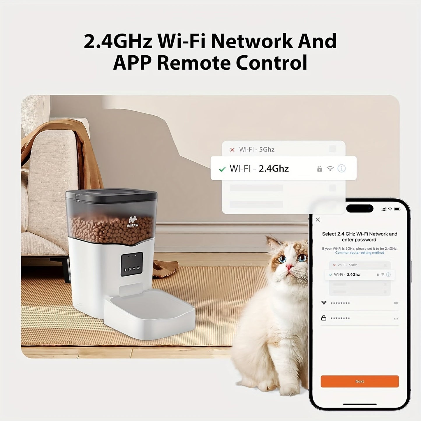 Smart WiFi Cat Feeder 3L Automatic Pet Food Dispenser with App Control – Up to 10 Meals Per Day, Camera & Voice Assistant Compatible, USB-Powered, Remote Monitoring for Cats & Dogs