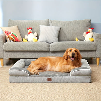 Dog Bed for Large & Extra Large Dogs – Washable Sofa Style Pet Bed with Removable Cover & Non-Skid Bottom, Comfortable Giant Dog Cat Couch, Grey, Multiple Sizes M-XXL