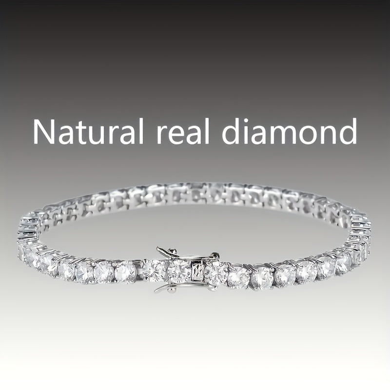 Tennis Bracelet Lab Grown 925 Silver Plated Round Cut Elegant Jewelry Gift for Women Men Sizes 6.5 to 8.5 Inches White Diamond Style Bracelet