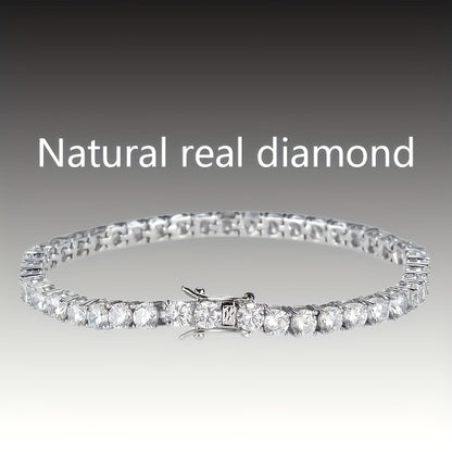 Tennis Bracelet Lab Grown 925 Silver Plated Round Cut Elegant Jewelry Gift for Women Men Sizes 6.5 to 8.5 Inches White Diamond Style Bracelet