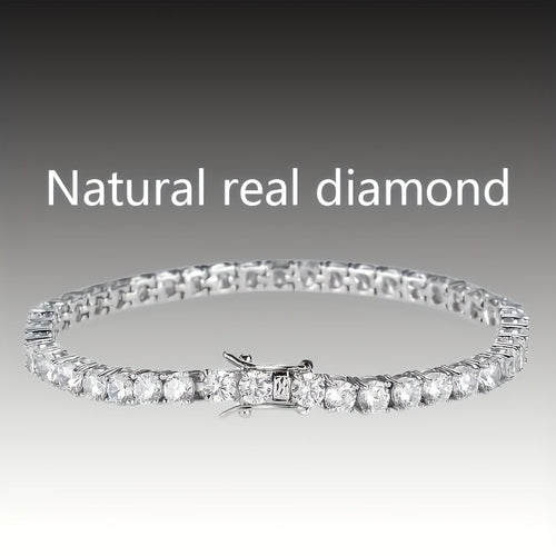 Tennis Bracelet Lab Grown 925 Silver Plated Round Cut Elegant Jewelry Gift for Women Men Sizes 6.5 to 8.5 Inches White Diamond Style Bracelet