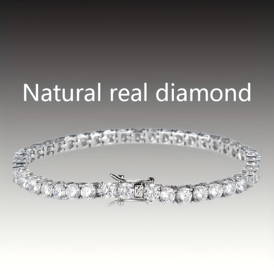 Tennis Bracelet Lab Grown 925 Silver Plated Round Cut Elegant Jewelry Gift for Women Men Sizes 6.5 to 8.5 Inches White Diamond Style Bracelet