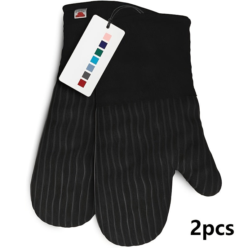 Oven Mitts and Pot Holders Set 6 Piece Heat Resistant Non-Slip Silicone Kitchen Gloves for Baking BBQ Cooking – Includes 1 Pair Mitts & 4 Pot Holders