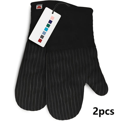 Oven Mitts and Pot Holders Set 6 Piece Heat Resistant Non-Slip Silicone Kitchen Gloves for Baking BBQ Cooking – Includes 1 Pair Mitts & 4 Pot Holders