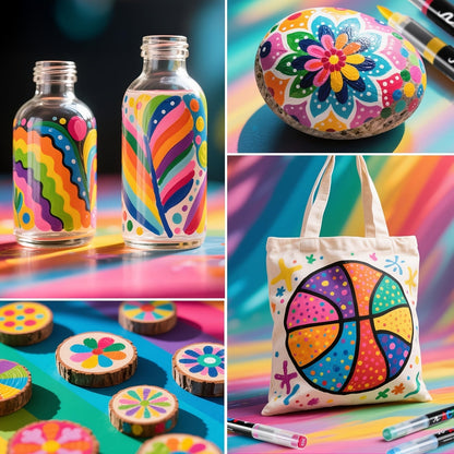 Acrylic Paint Markers Brush Tip Waterproof Quick-Drying Paint Pens for Rock Painting Wood Canvas Glass Ceramic Metal 12 to 168 Colors Art Craft Supplies Gift
