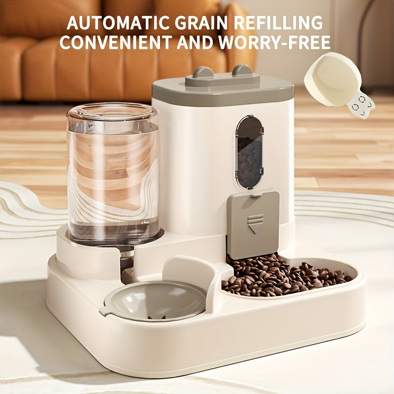 Automatic Cat Feeder Dual-Function Food & Water Dispenser Portion Control Healthy Diet Cute Design Pet Feeding Station Christmas Gift for Cat Lovers