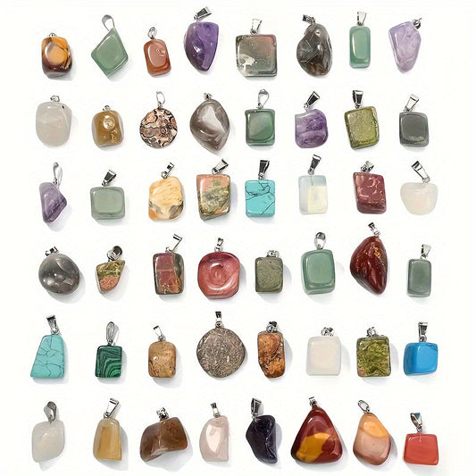 30 Pcs Natural Agate Stone Pendants for Jewelry Making – Irregular Boho Style, Mixed Colors, DIY Necklace & Bracelet Charms – Perfect for Crafters & Gift Giving
