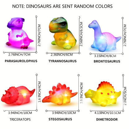 Light-Up Floating Dinosaur Bath Toys for Kids – Glowing Bathtub & Pool Toys Set (2/4/6/8/12 Pack) | Colorful, Animal Park & Marine Animals Themes | Birthday & Christmas Gift for Toddlers & Children