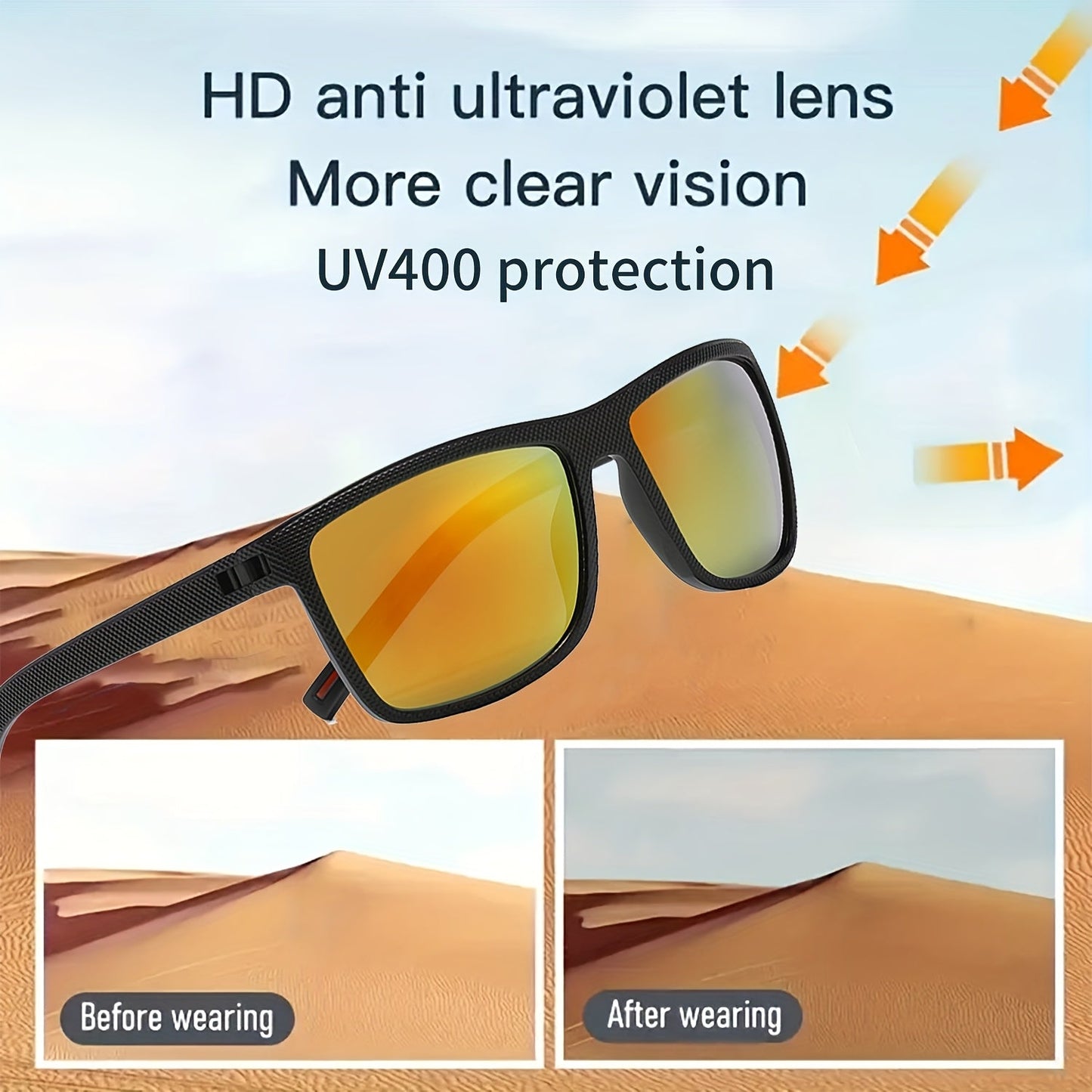 6 Pairs Unisex Lightweight PC Frame Glasses UV Protection Anti-Glare High Definition Lenses - Men Women Driving Outdoor Fashion Eyewear Value Pack, Clear Vision Everyday Glasses