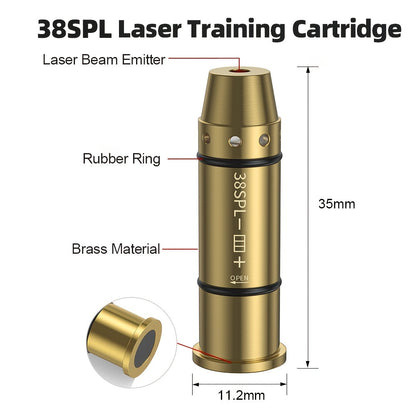 Dry Fire Laser Training Cartridge Multi-Caliber – 9mm / 45ACP / .223Rem Laser Bullet for Dry Fire Training System & Bore Sighter, Durable Copper, Class IIIA 650nm, 9 Batteries Included – Shooting Gift for Men