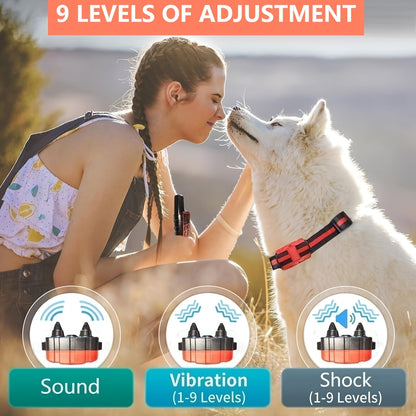 9-Level Remote Dog Training Collar – Rechargeable E-Collar with Shock, Vibration & Tone Modes, 500M Range, Adjustable for Small Medium Large Dogs, Safe Electronic Bark Control