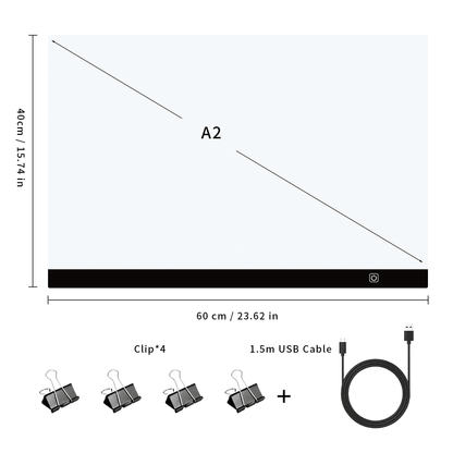 A2 LED Light Box Tracing Board – Dimmable Touch Control Ultra-Thin Light Pad for Diamond Painting, Sketching, Animation, Tattoo Transfer & Streaming, USB Powered, Eye-Care LEDs, Mac/PC Compatible | Velora