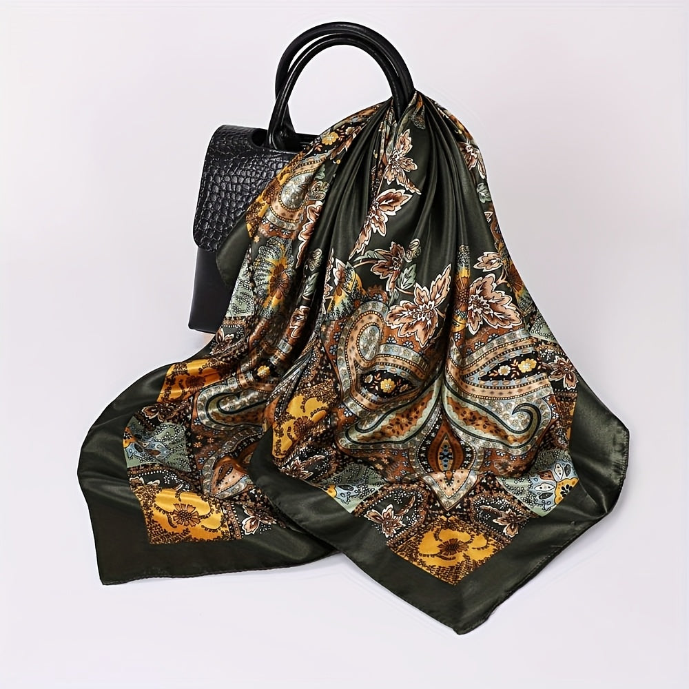 6pcs Vintage Satin Square Scarves for Women – Elegant Polyester Paisley & Floral Headwrap Bandana Set in 6 Designs & Assorted Colors, Perfect for Formal Casual Events Hair Accessories Gift
