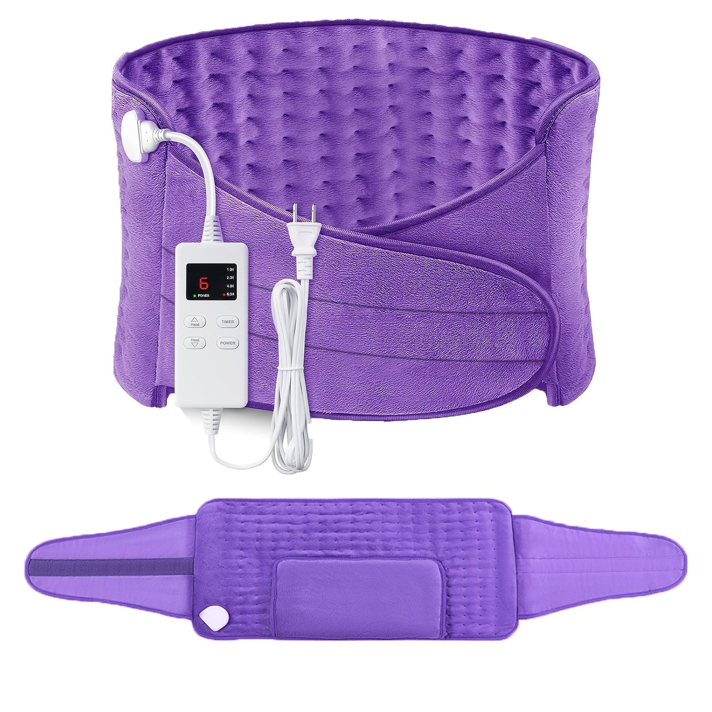 Electric Heating Belt for Back Pain Relief 12x24 Inch – 6 Heat Levels 104-149°F, 6-Hour Auto Shutoff, 4 Timers, Adjustable 24-45 Inch Waist, Washable Heated Waist Pad for Men and Women